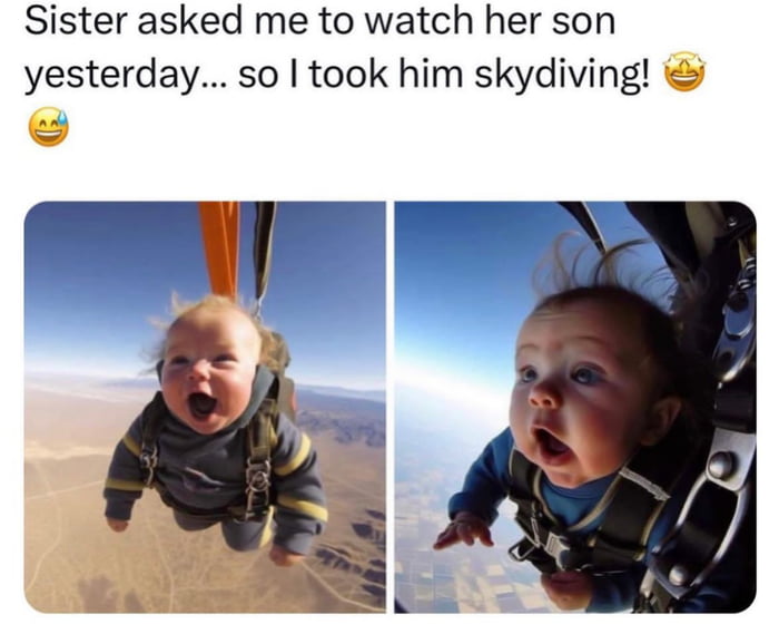 Skydiving baby