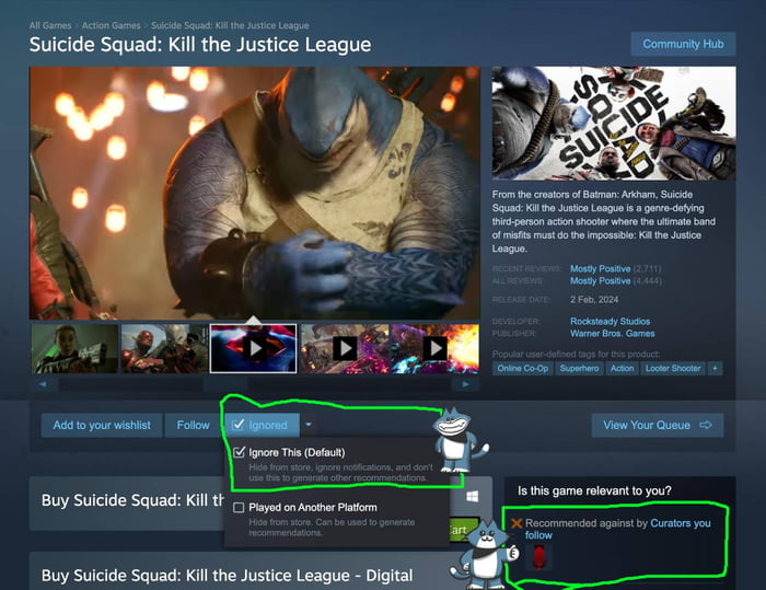 Sweet Baby Inc detected >>> This is how you use the curator list to avoid shit games :)