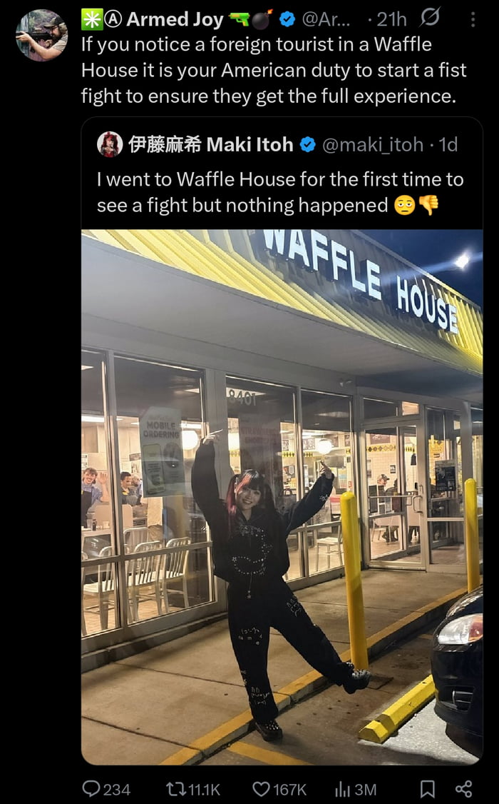 Expectation vs reality at Waffle House.
