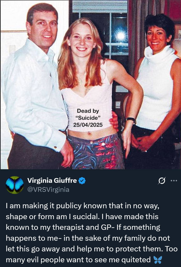 BREAKING: Main Epstein-accuser Virginia Giuffre dies by "suicide"