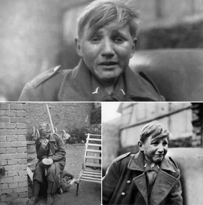 16 years old Wehrmacht soldier captured by US troops, 03.04.1945