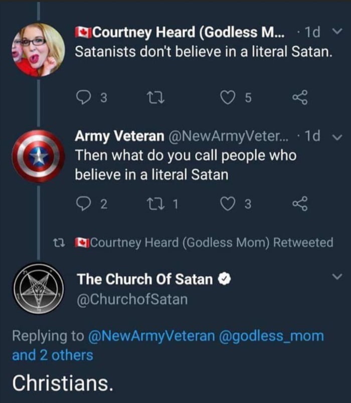 Satanists just don't acknowledge religions