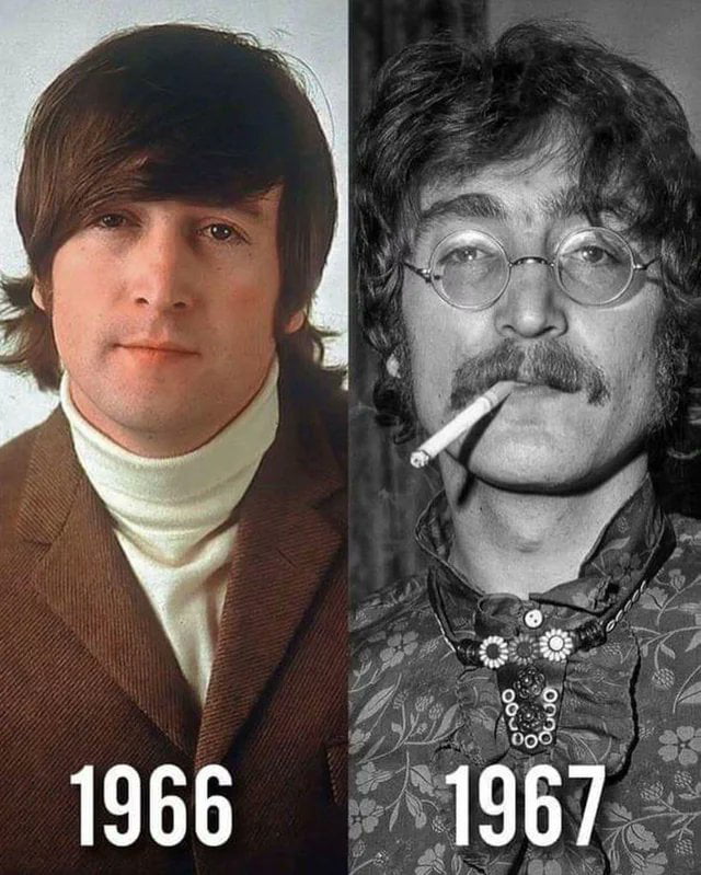 John Lennon, 12 months apart. An interesting fact is that John Lennon and Yoko Ono met in 1966 in an art gallery in London.