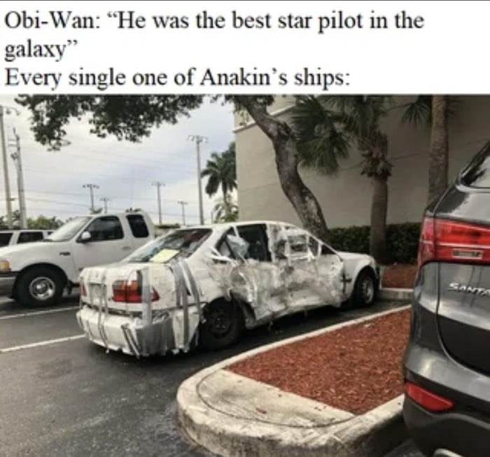 Anakin's parking skills are out of this galaxy