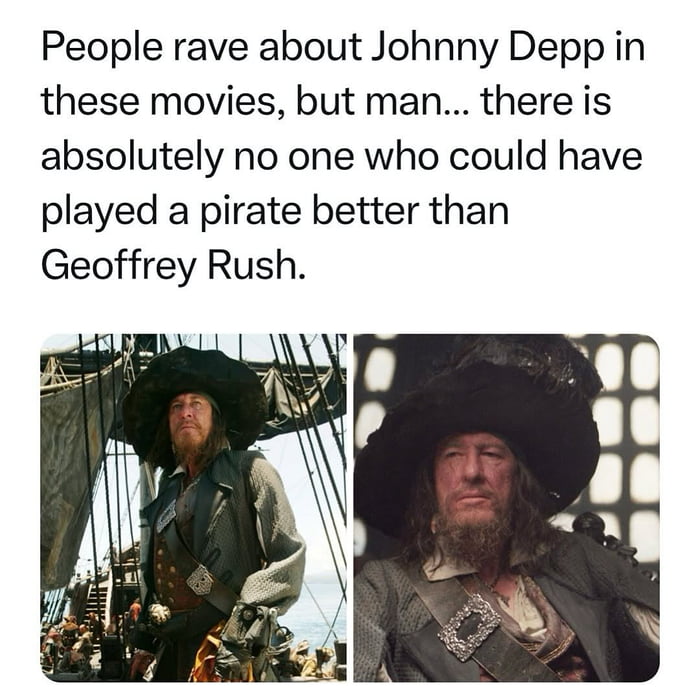 A strong argument for Captain Barbossa.