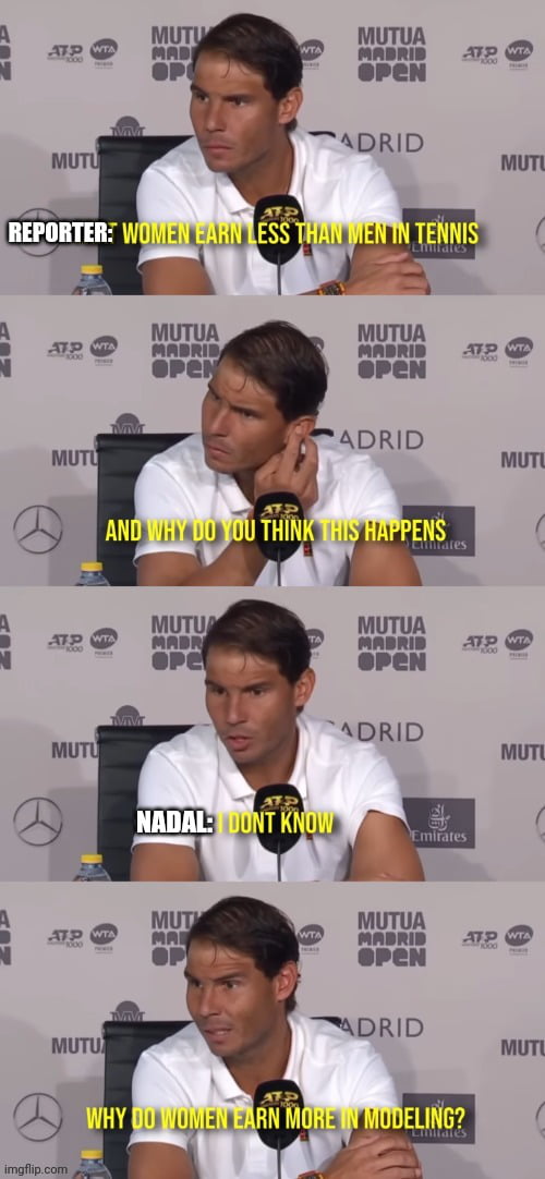 Nadal destroys feminist reporter.