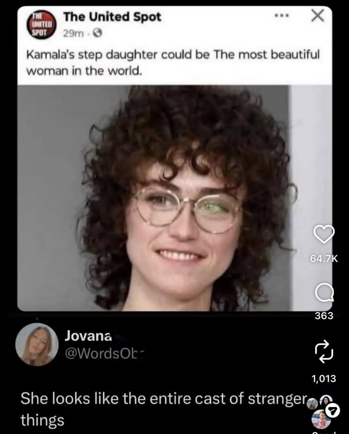 She really does look like the whole cast