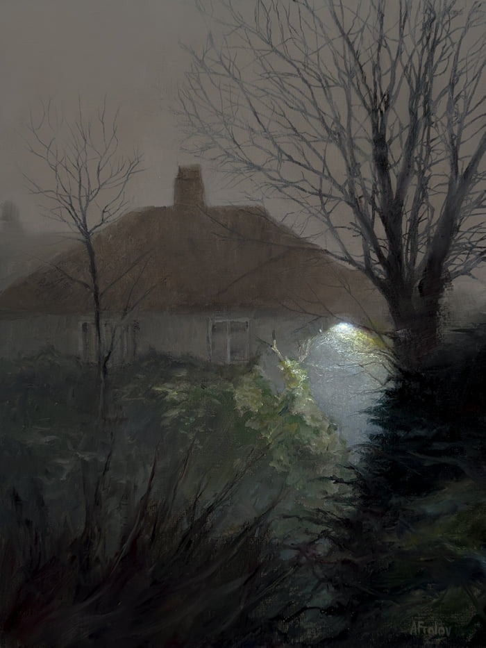 "Night Time" - my new oil painting on a board, 12"x16"