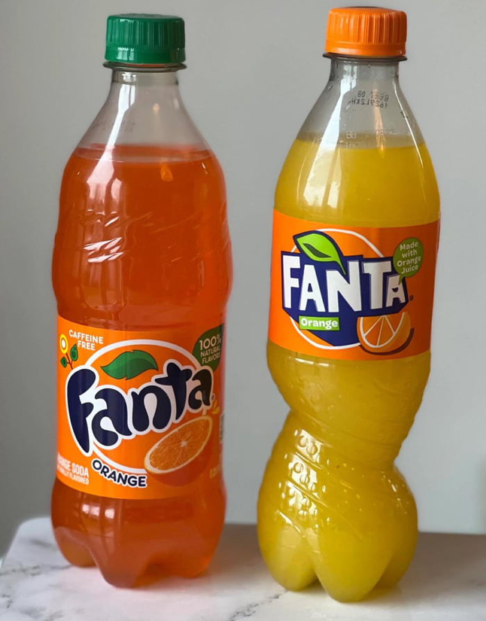 The colour difference between American and European Fanta Orange