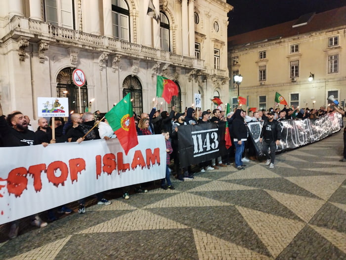 Portuguese rally against muslims and demand the closure of mosques & a ban on islam.