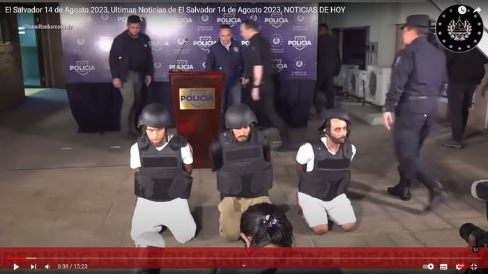 The president of El Salvador presented on national television the 3 terrorists who killed a policeman.