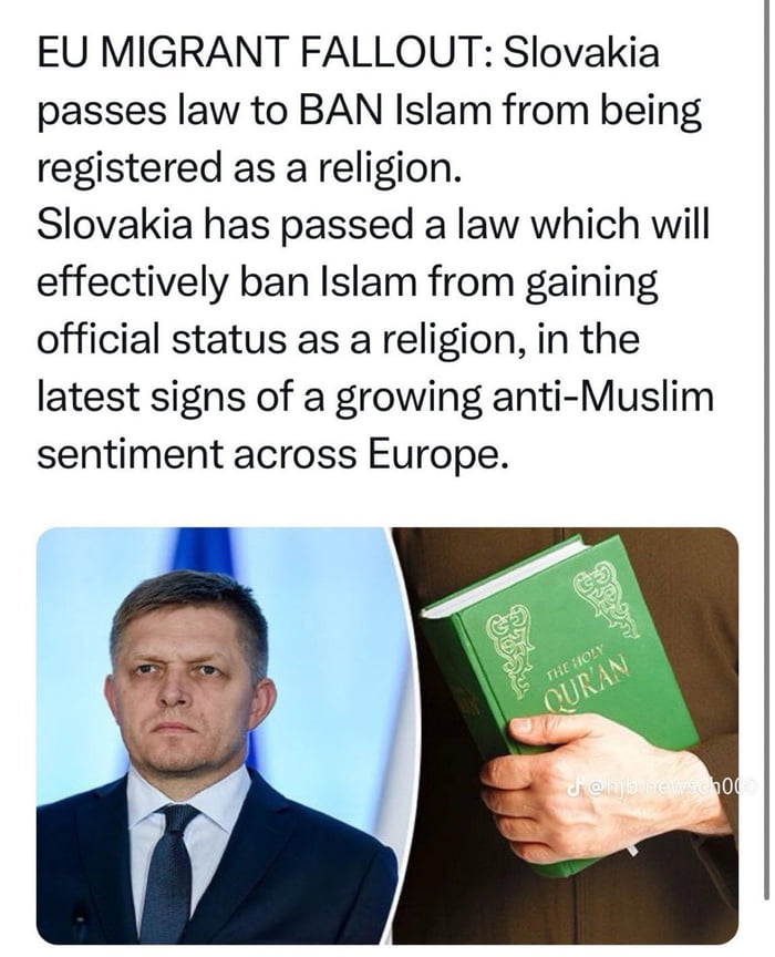 Slovakia ban Islam as religion