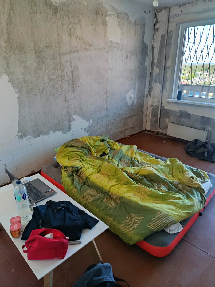 Starting new life after break up in a 3 room soviet apartment that hasn't seen renovation since 1983. Right now I don't have much, but it's a start. Starting renovation step by step. After 3 days of work all the terrible wallpaper at least is gone. W