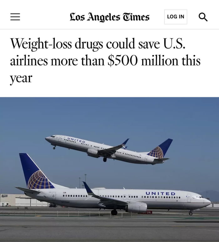 What a weird side effect of ozempic/monjaro, cheaper airplanes tickets