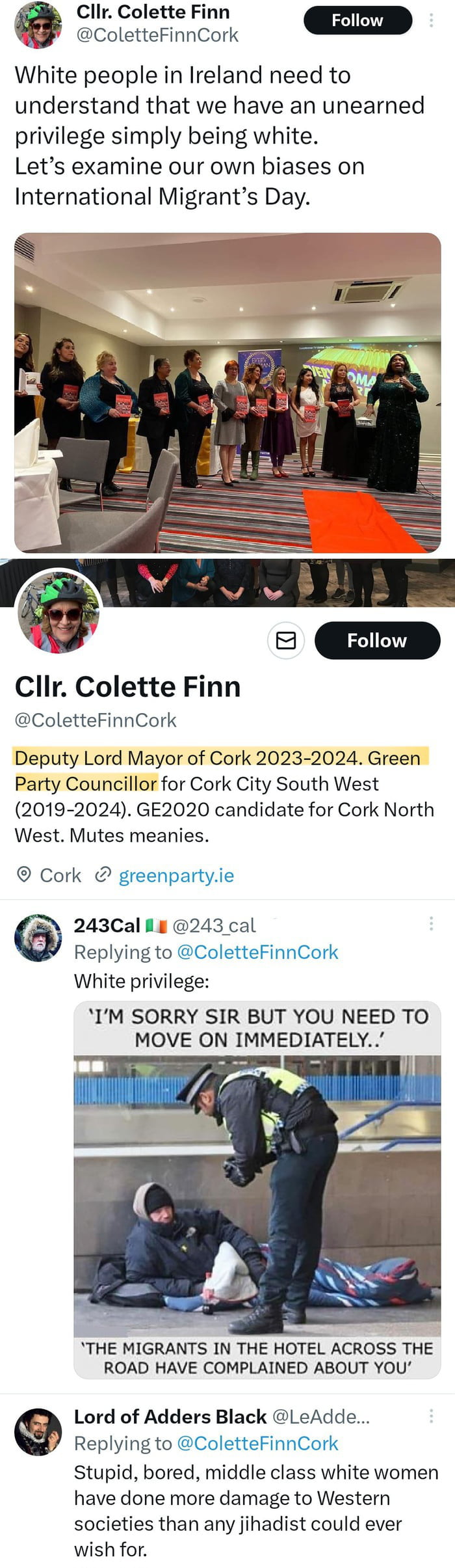 The Irish, the epitome of privilege.