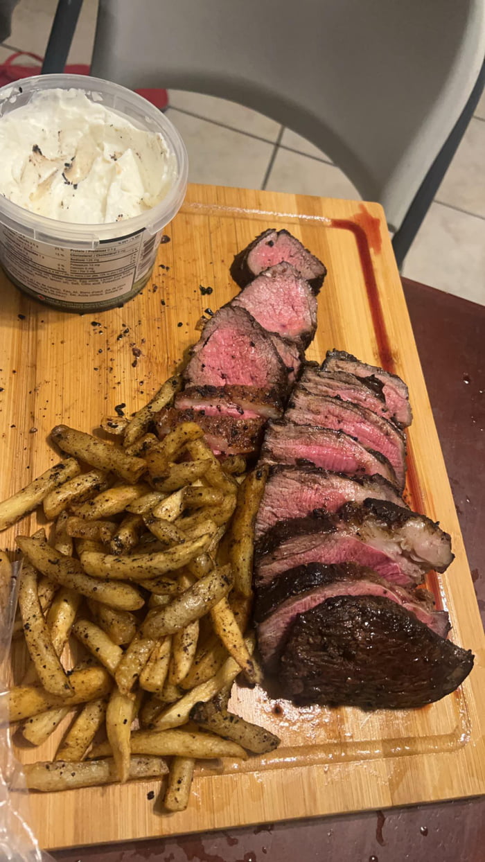 Don't have anyone to celebrate Christmas with so decided to feast on some steak. Merry Christmas everyone. I dumped all the leftover juice from steak on the fries.