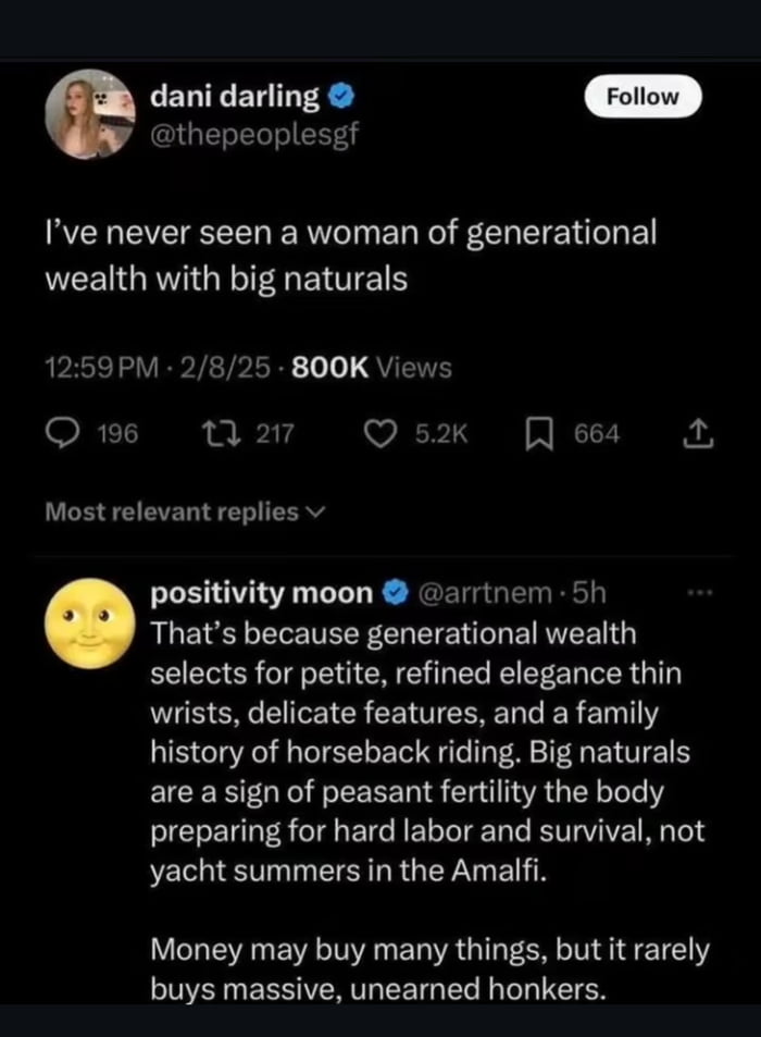 An interesting theory on generational wealth and physical traits.