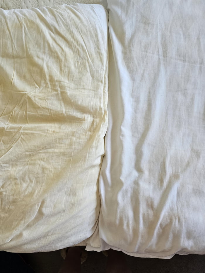 One of us showers in the evening, the other in the morning.