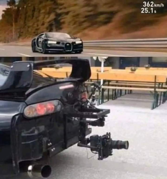 This is how they record the Bugatti when it goes more than 300km