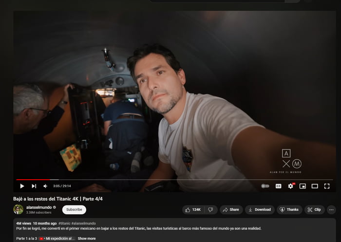 This Mexican YouTuber went down in that submarine 10 months ago if you guys want more insight on how it looks from the inside-link provided