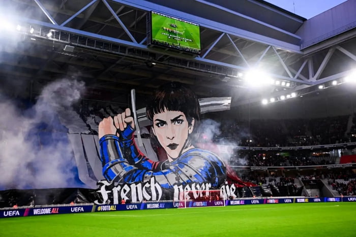 This is Jeanne d’Arc in Lille's stadium. The club has been fined 17500 euros by UEFA for hate speech.