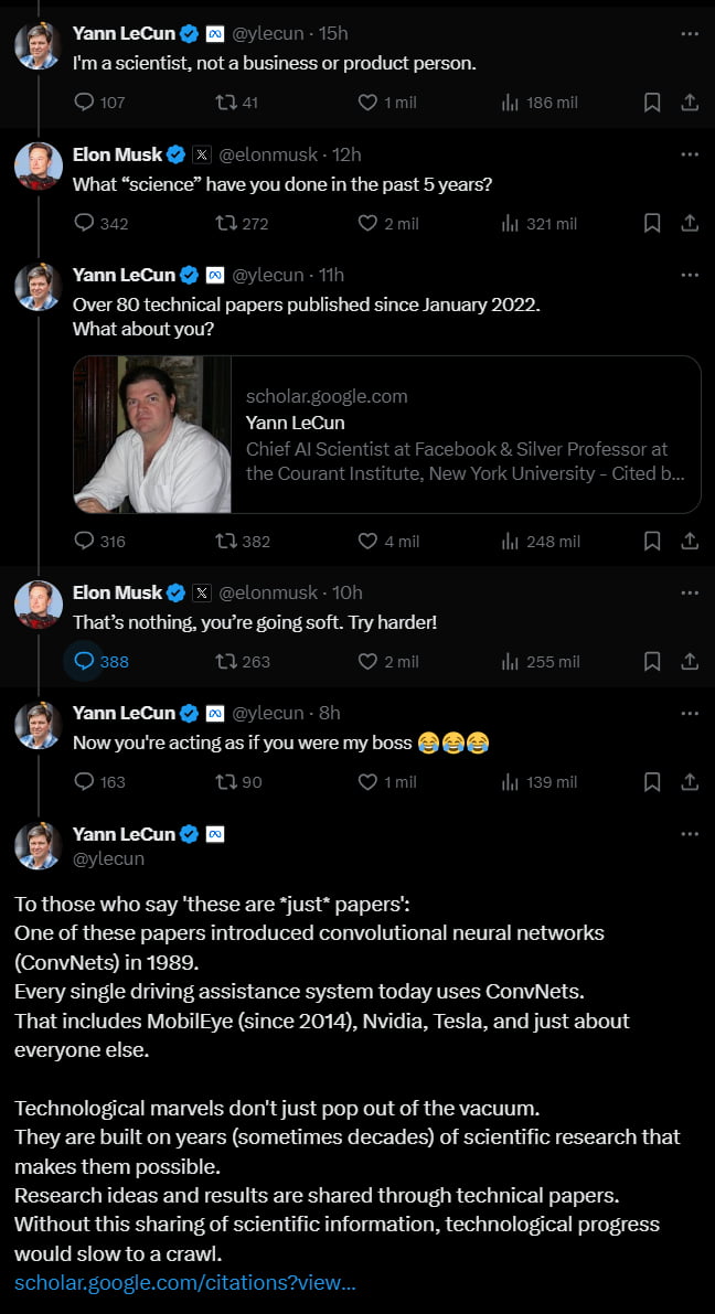 Yann LeCun Elon Musk exchange.