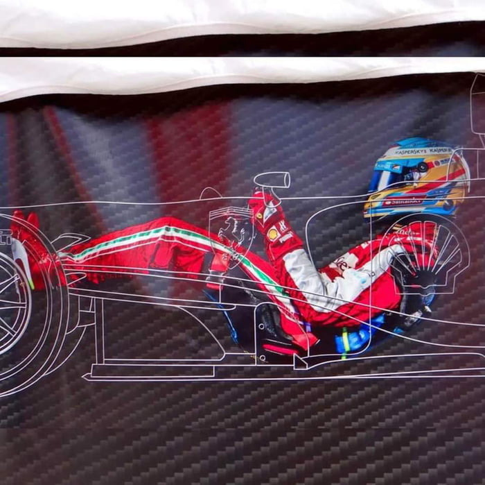 This is what the driving position of a driver looks like inside a Formula 1 car.