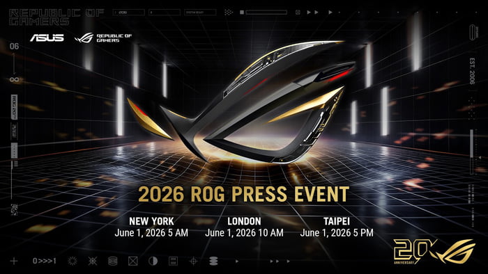ROG invites you to tune in live for the ROG Press Event Livestream at Computex 2026 on June 1 at 5:00 PM Taipei Time.