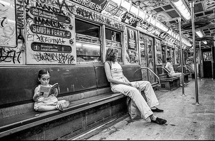 Little girl on the 1 Train, NYC 1981