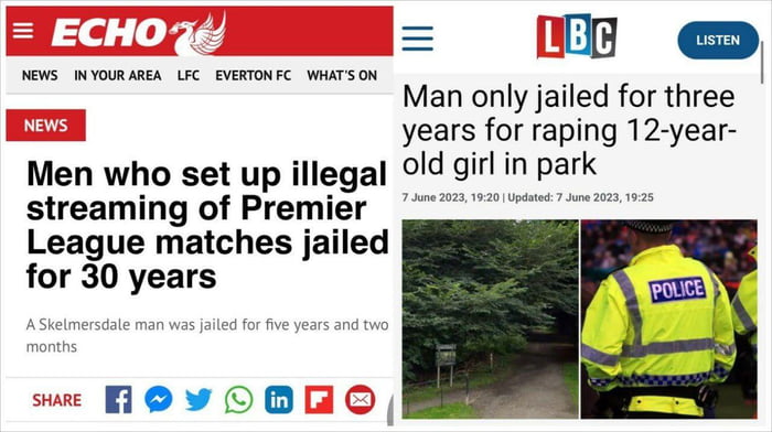 White men didn't pay for a football match, gets 30 years. Migrant r*pes a 12 year old White girl, gets 3 years. And ppl wonder why everything standing right from Stalin is growing.