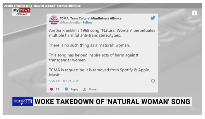 Wait, being a natural woman is offensive now?