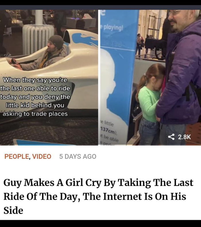 Guy makes girl cry after taking last ride