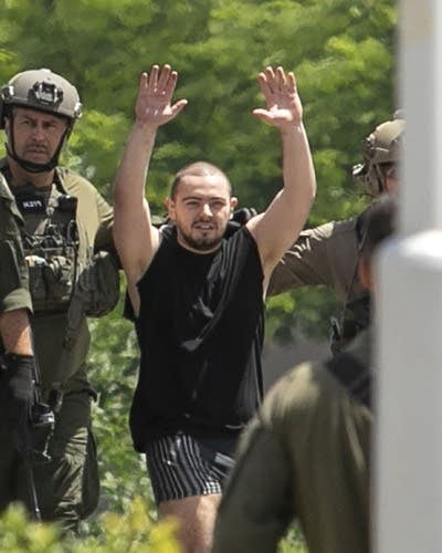 This is one of the Israeli hostages as he's being rescued. What's wrong with this picture?