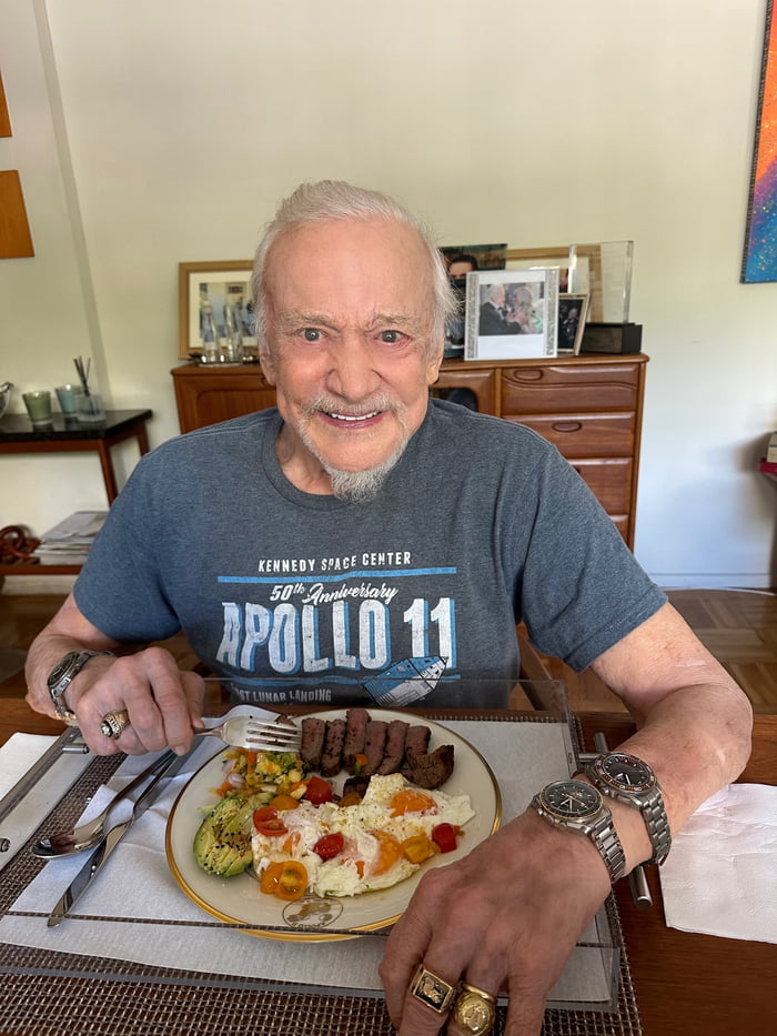 Buzz Aldrin celebrating the 54th Anniversary of the Apollo 11 launch