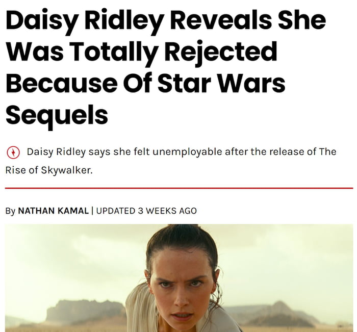 The star wars curse strikes again. She should do voice acting, she did a good job in that '12 minutes' game.