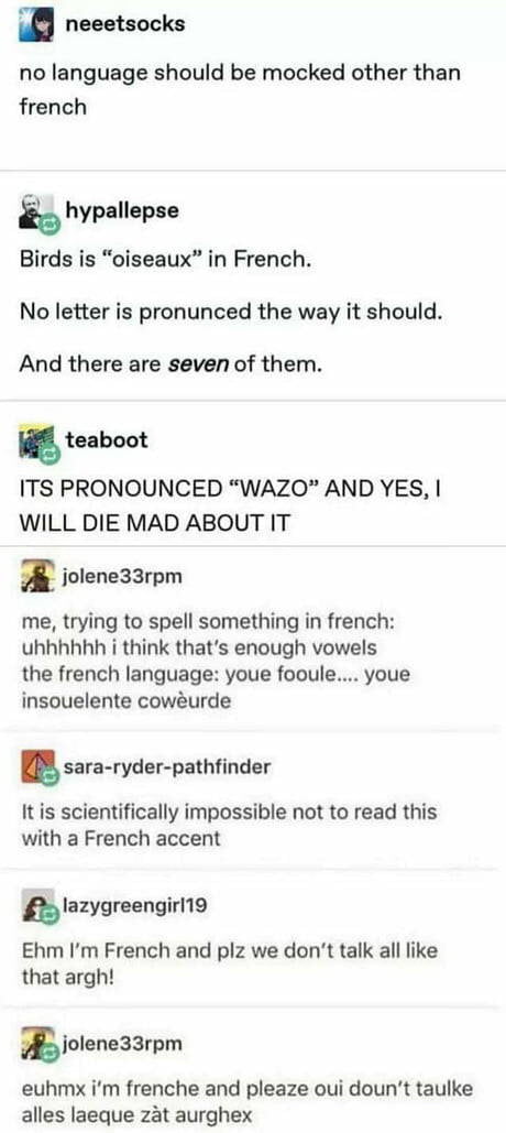 And now it's time for the French language
