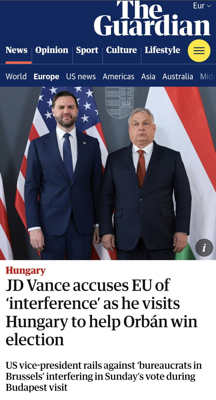 The audacity. Accusing others of interfering while basically doing it himself holding this speech. It is beyond me how anyone can support and vote for shitstains like this.