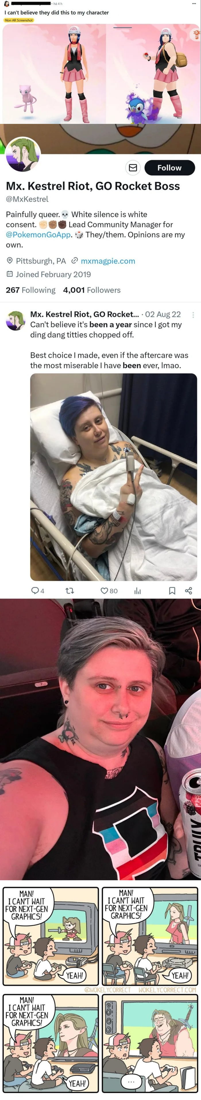 Pokémon Go fans wondered why their characters changed after a patch update. Apparently Pokémon cooperated with a consultant company called GaymerX that wants to push LGBT into games and challenge gender stereotypes. I bet they were hired by the racis