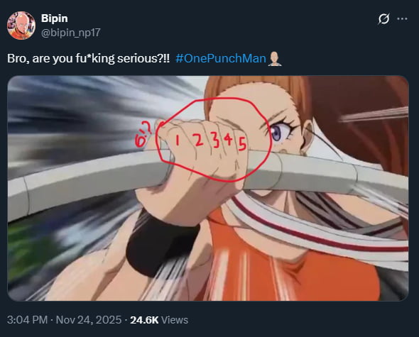 She needs grip strength. So, she adds another finger.