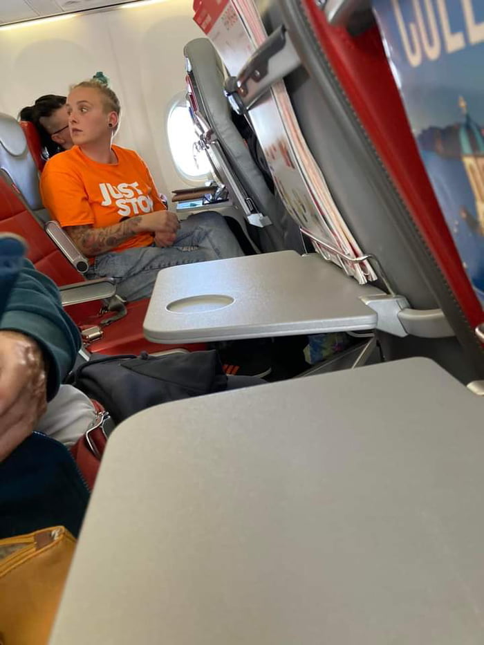 Just Stop Oil protester using plane to go to a summit where they protest against planes.