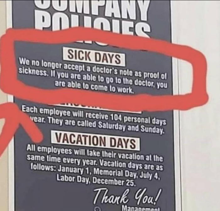 Doctor’s note no longer accepted