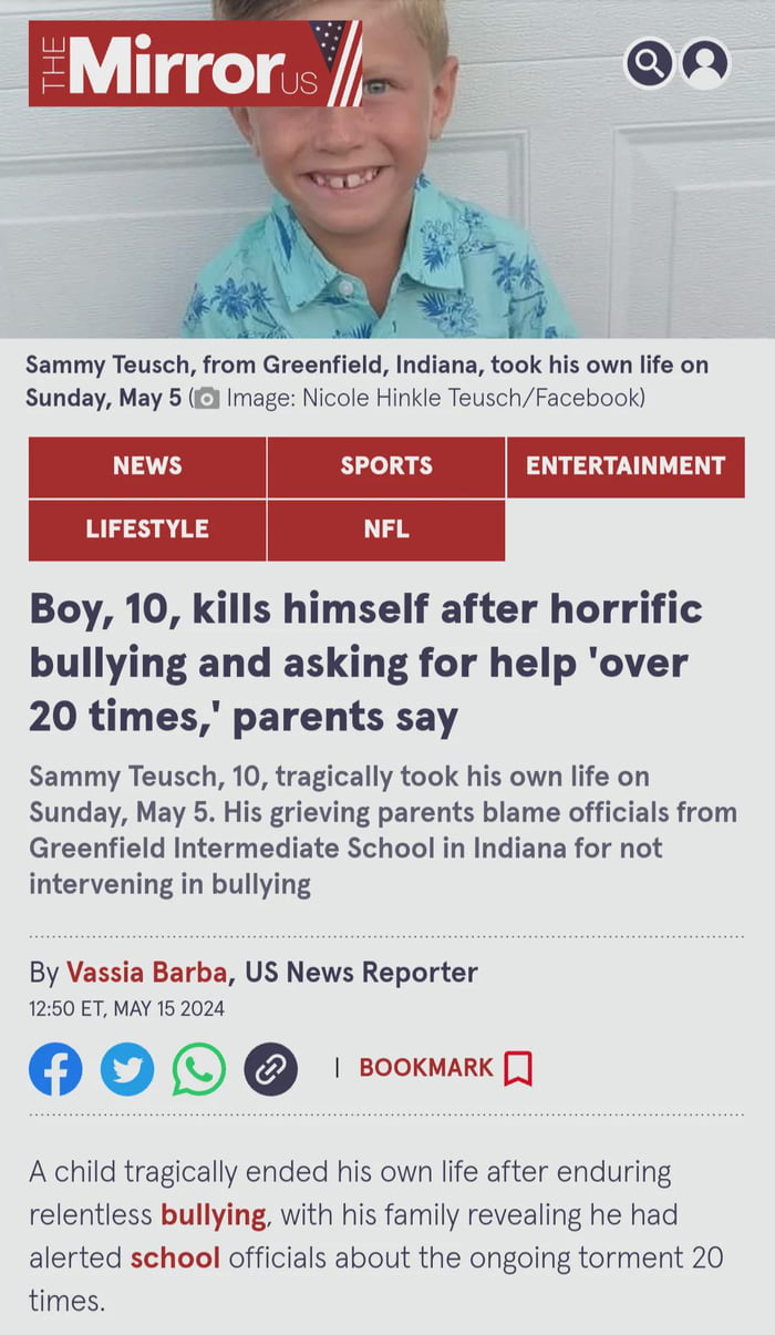 Another Boy Lost his life due to Bullying at School