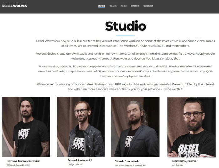Former devs from CDPR formed a new studio called Rebel Wolves, refusing to make garbage games