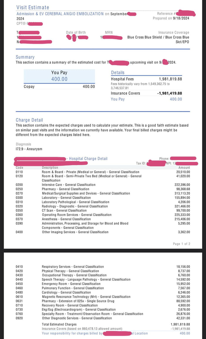 In case you were wondering how much brain surgery costs.