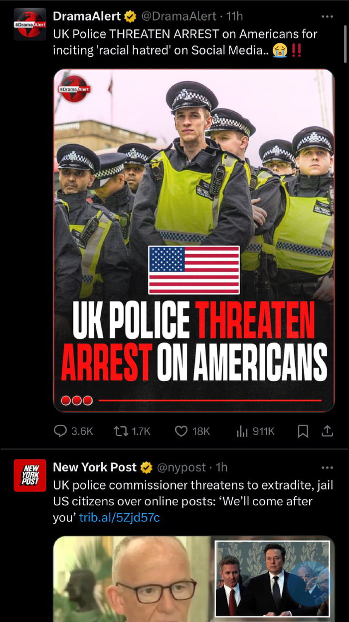 UK police will try to extradite anyone "showing" the protests even from foreign lands.