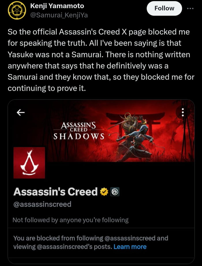 Ubisoft blocked a historian from the University of Tokyo