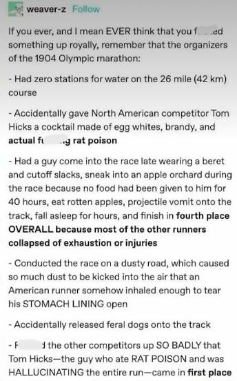 The 1904 Olympic marathon was an absolute disasterclass in organization.
