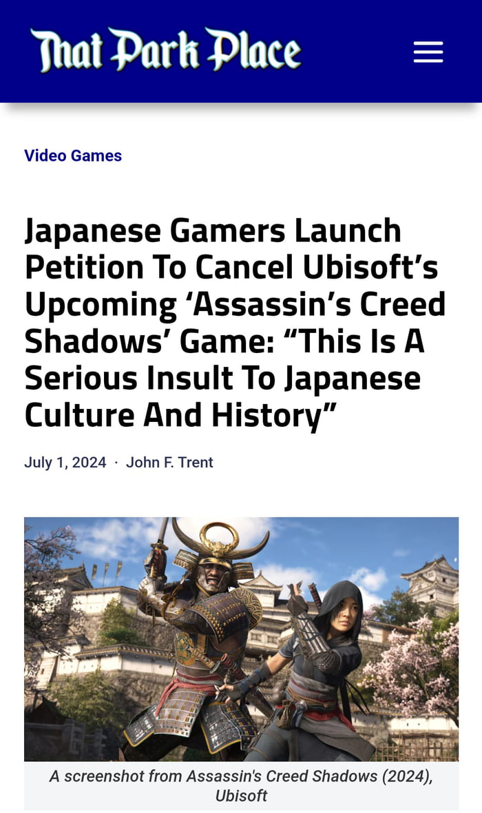 “In such history, Ubisoft continues to misunderstand the essence and role of samurai. This is a serious insult to Japanese culture and history and can lead to racism in Asia.”