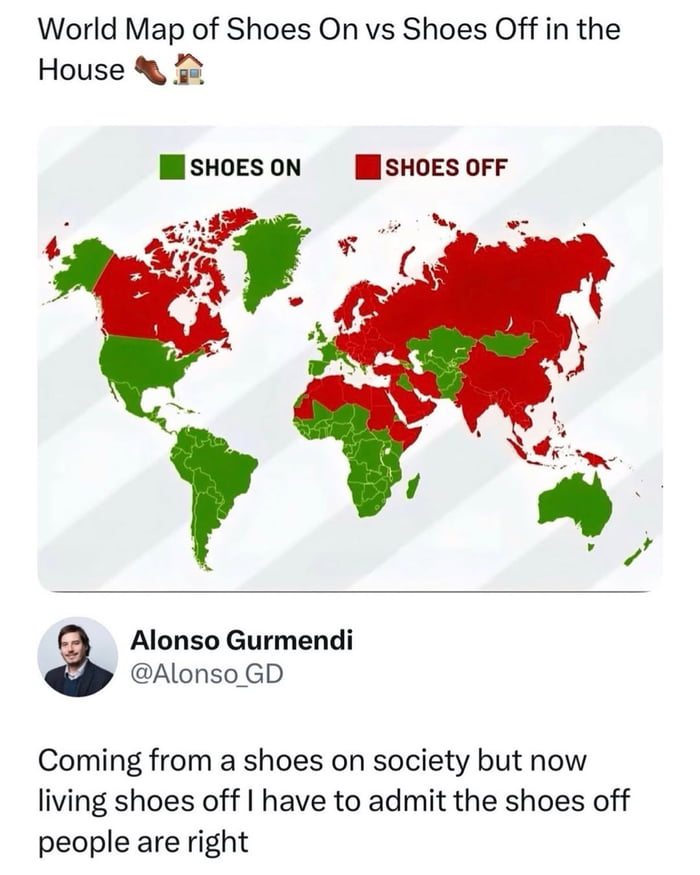 Map says it all, shoes off is the way