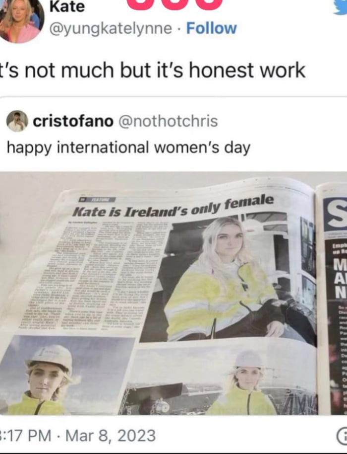 Happy International Women's Day to Kate, Ireland's only female